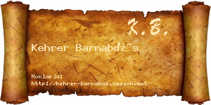 Kehrer Barnabás névjegykártya